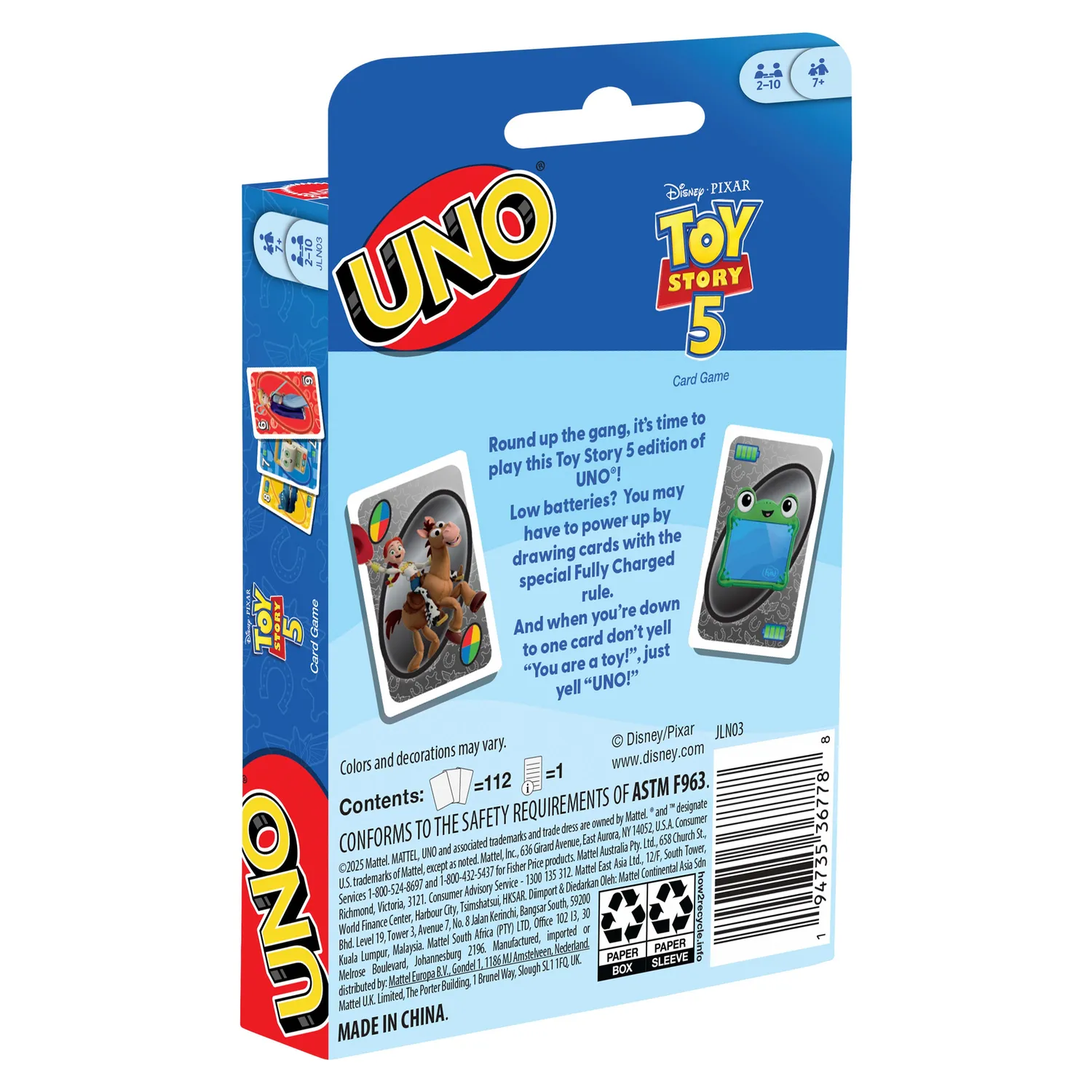 UNO Toy Story 5 kaartspel Pixar vrienden editie