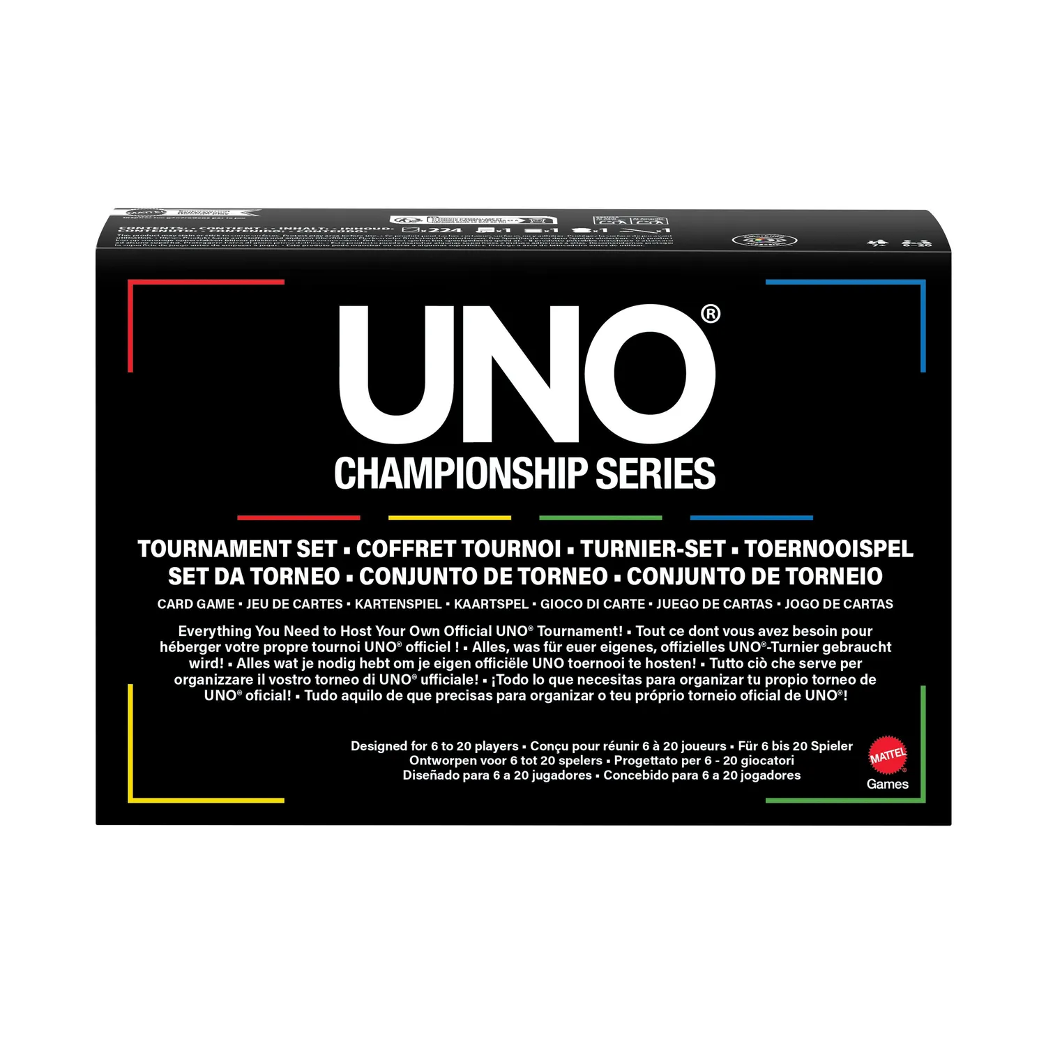 UNO Championship toernooispel kaartspel 6-20 spelers trofee