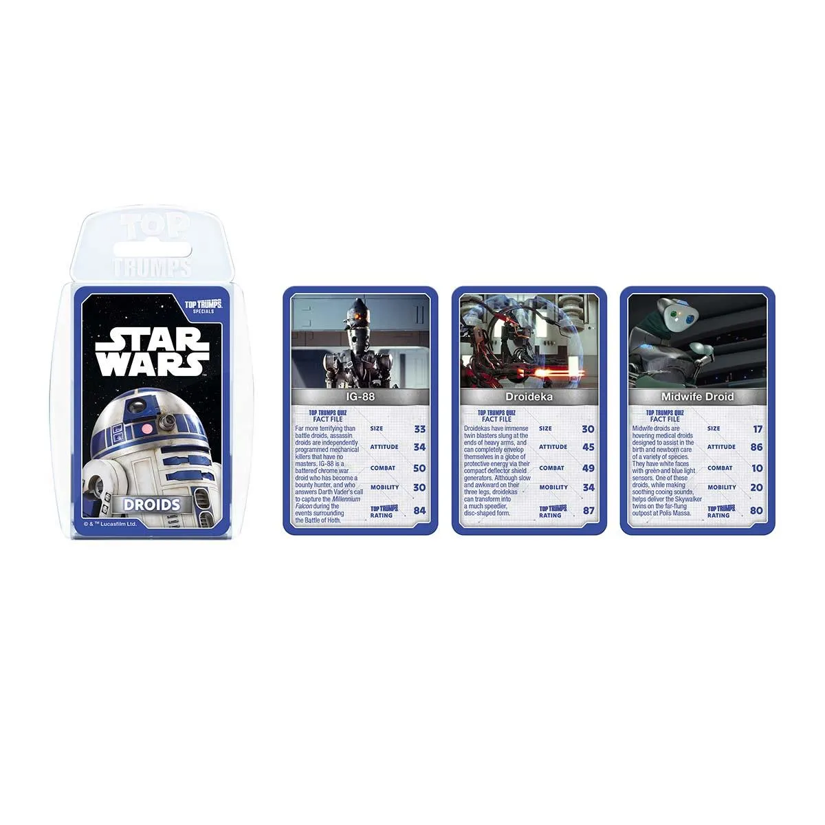 Top Trumps Star Wars Droids kaartspel 30 kaarten met R2-D2