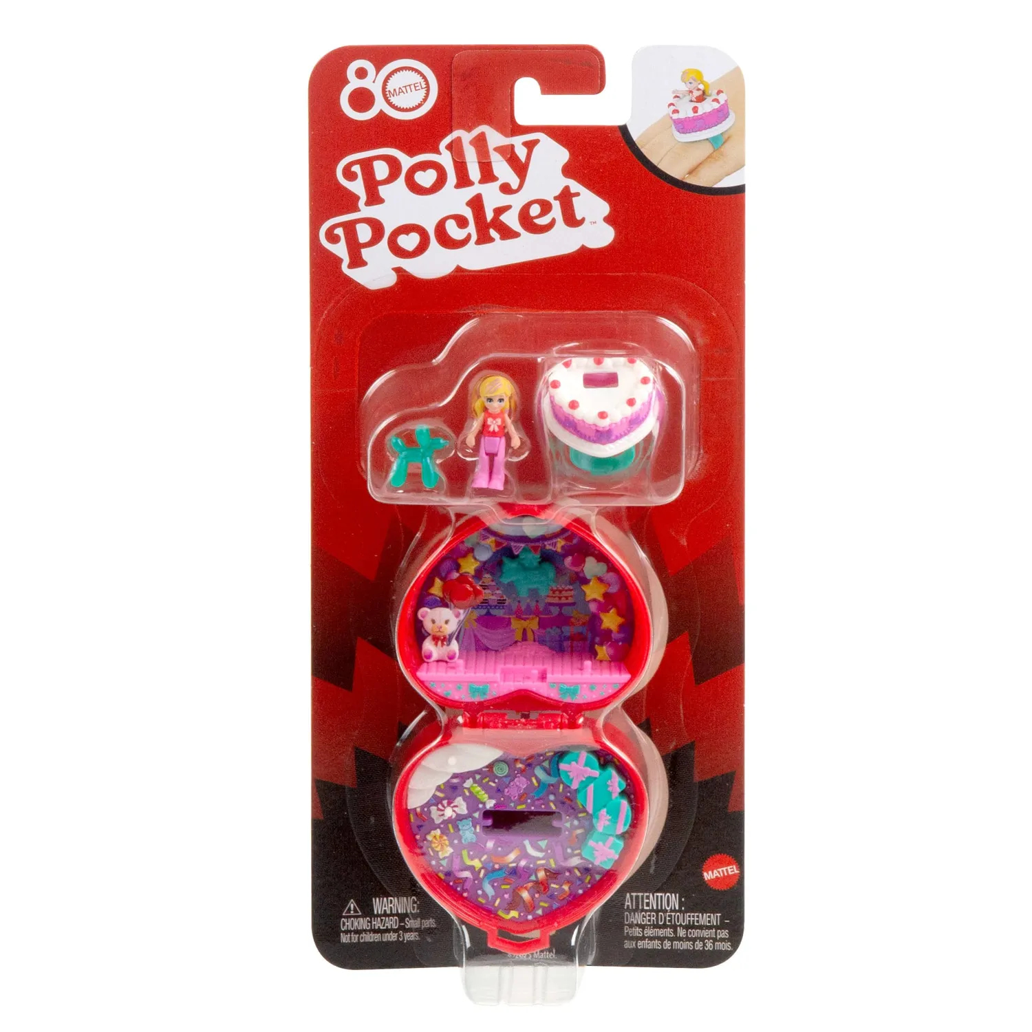 Polly Pocket Mattel 80 Jaar Hart Compact Speelset met Ring