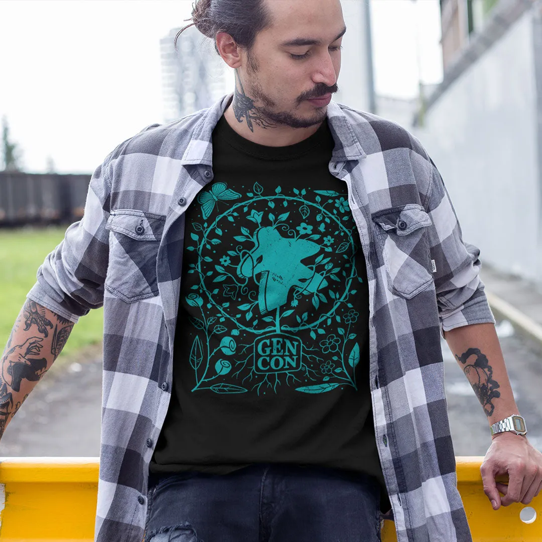 Gen Con Botanical Meeple T-shirt zwart katoen