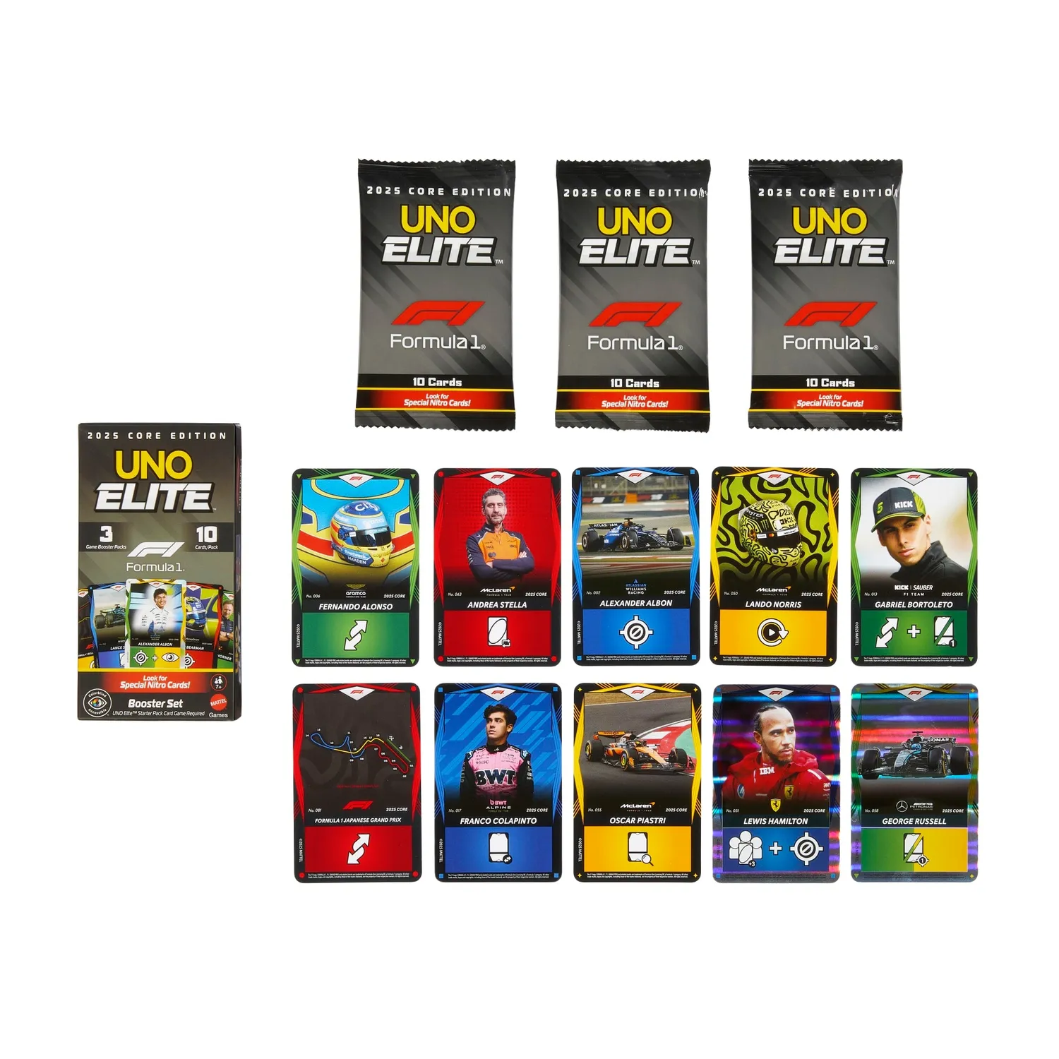 UNO Elite Formula 1 2025 Booster kaartspel 30 actiekaarten