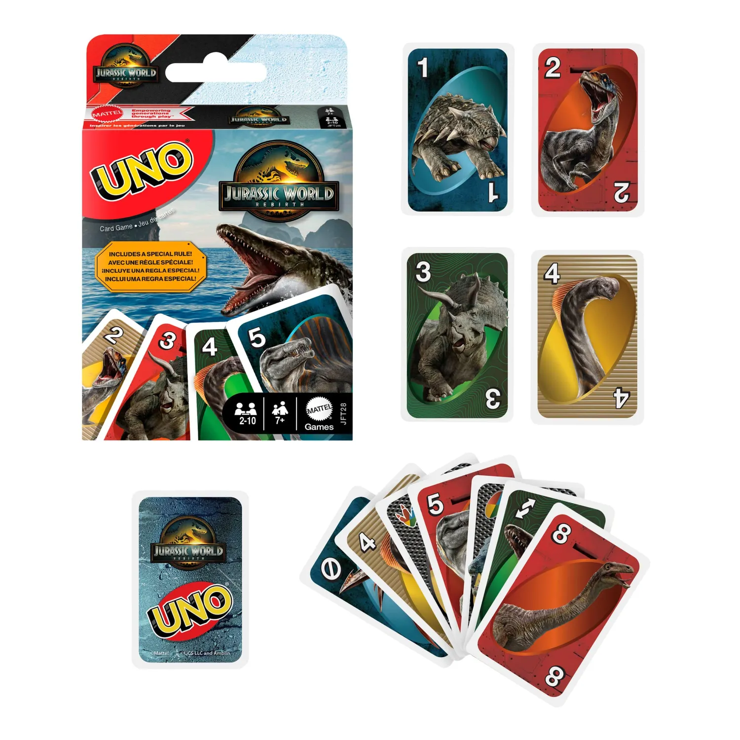 UNO Jurassic World Renaissance kaartspel T-Rex editie