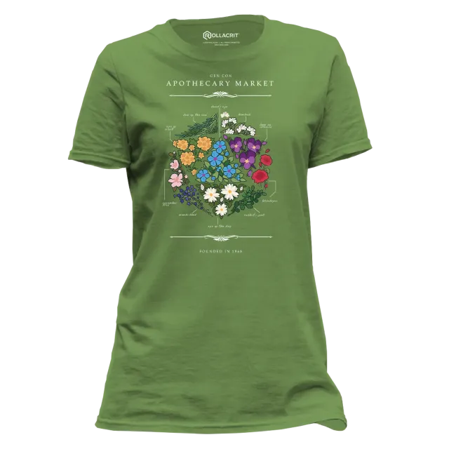 Gen Con Floral d20 Femme T-Shirt Katoen Zwart