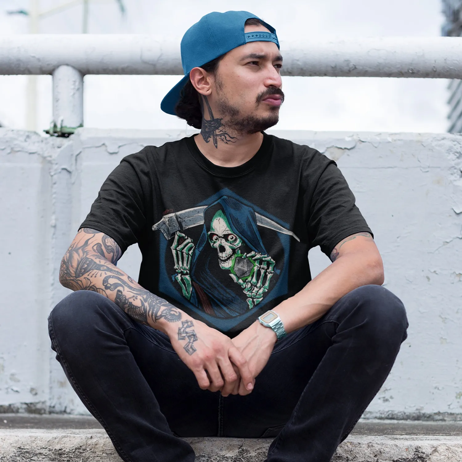 Roll A Crit Grim Roller T-shirt Halloween katoen