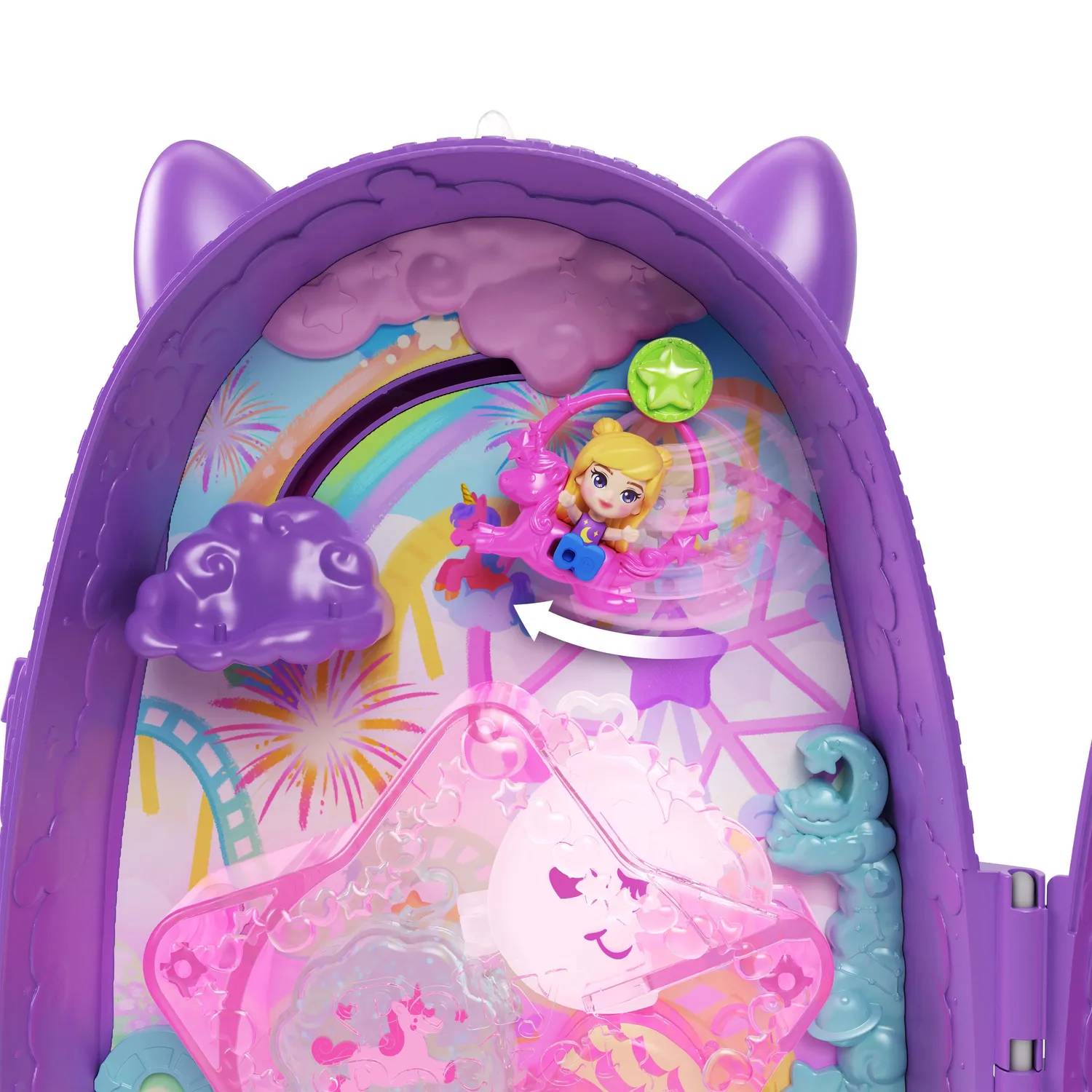 Polly Pocket Eenhoorn rugzak speelset kermis met 2 poppen