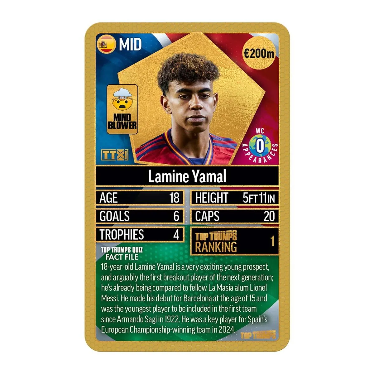 Top Trumps World Football Stars Top 200 kaartspel Chrome Gold