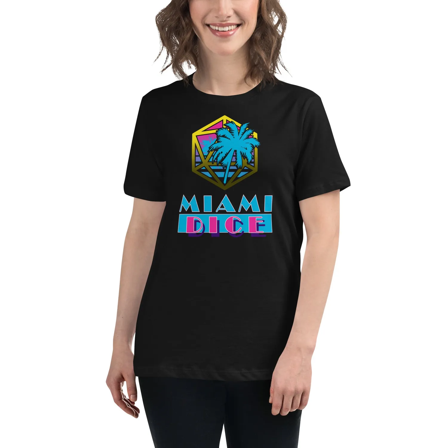 Roll A Crit Miami Dice T-shirt dames neon