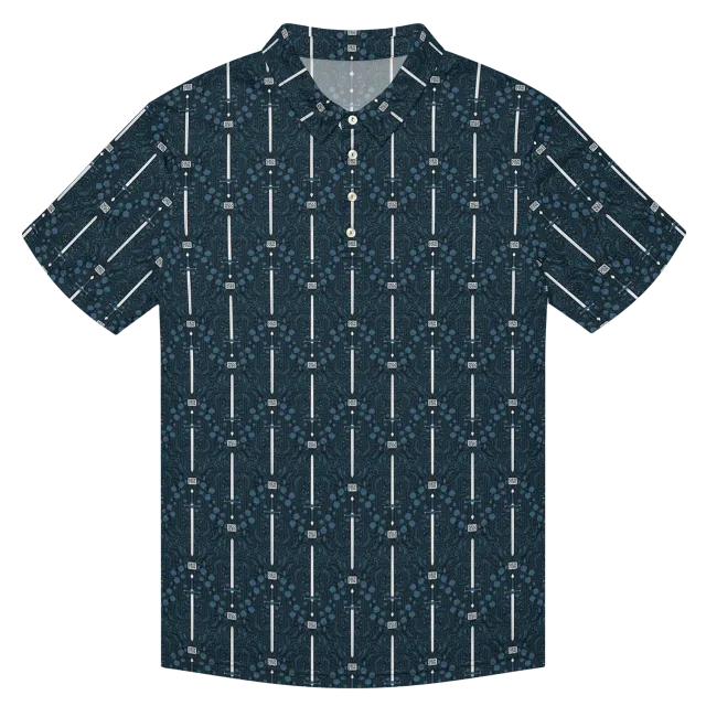 Roll A Crit Patterned polo Gen Con 2026 blauw sportfit