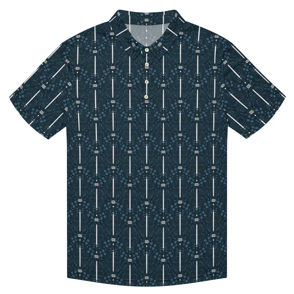 Roll A Crit Patterned polo Gen Con 2026 blauw sportfit