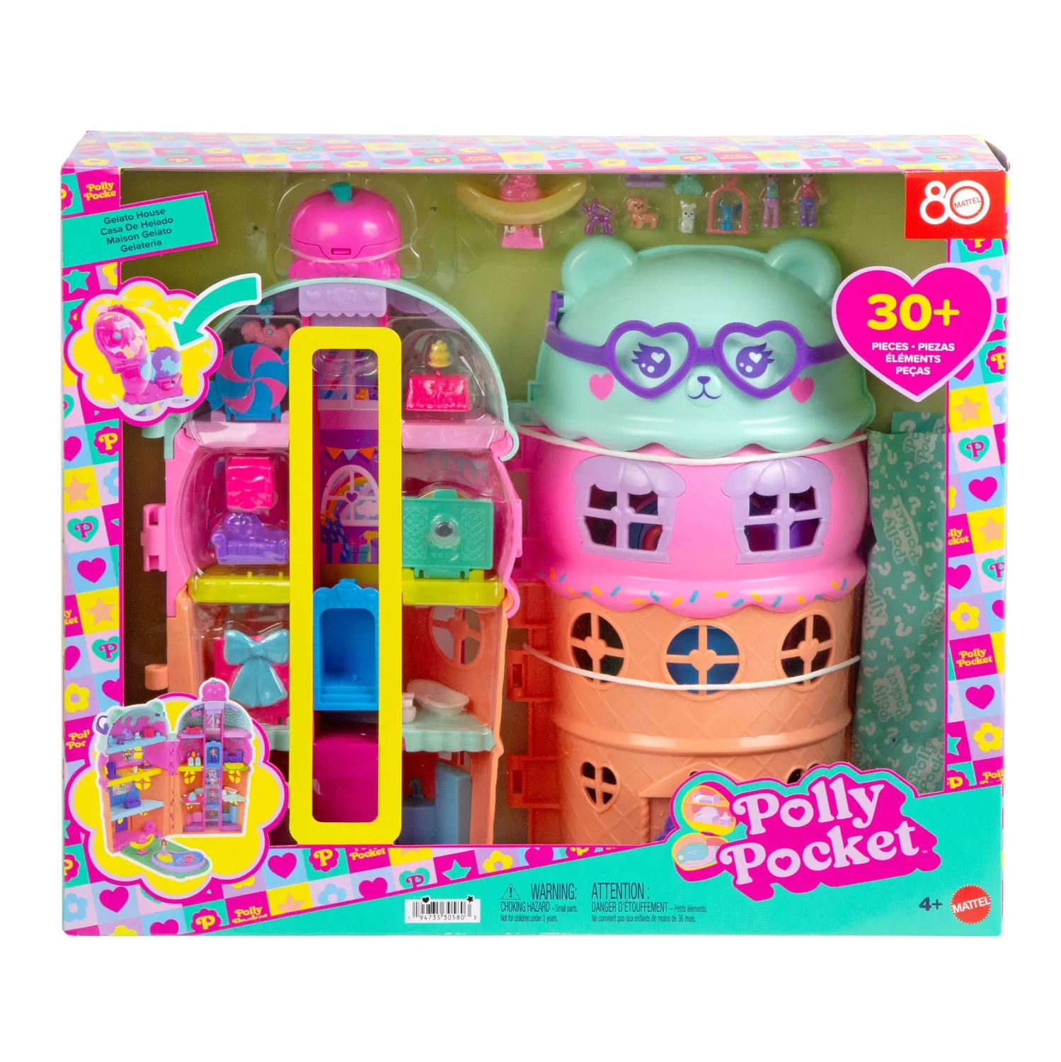 Polly Pocket IJssalon speelset ijshoorn met 2 poppetjes