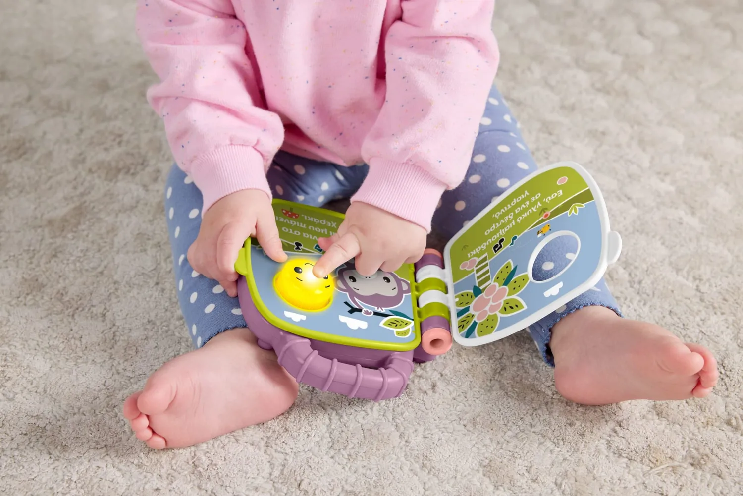 Fisher-Price Purple Monkey muziekboekje Grieks met licht