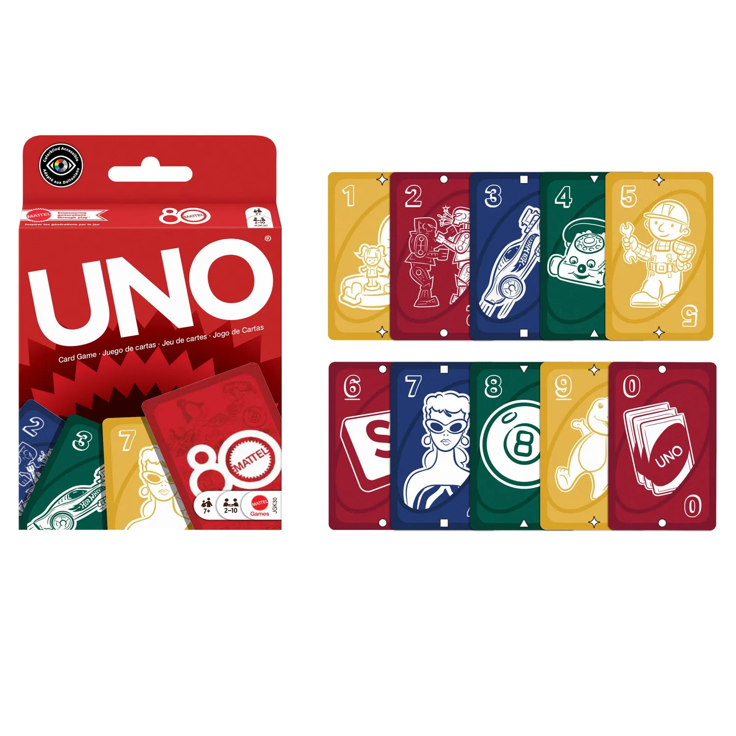 UNO Rouge Rubis 80 jaar kaartspel Mattel editie familie