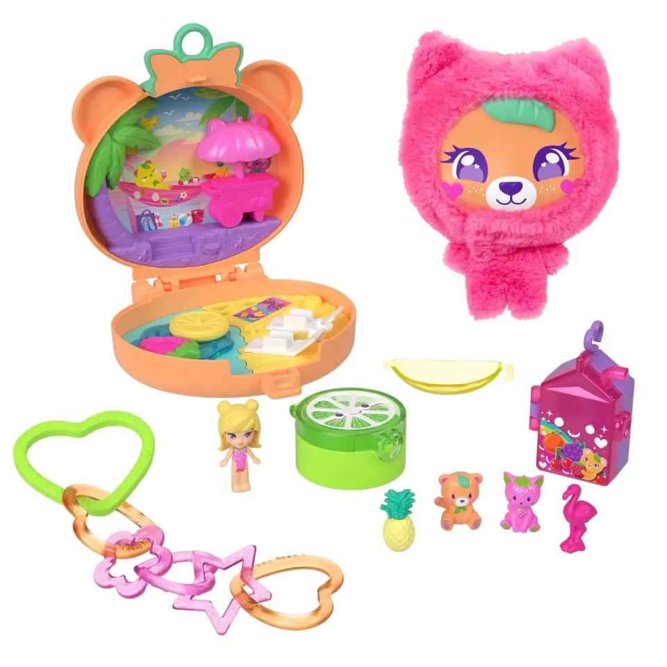 Polly Pocket Knuffelbeer compact speelset fruit met pop