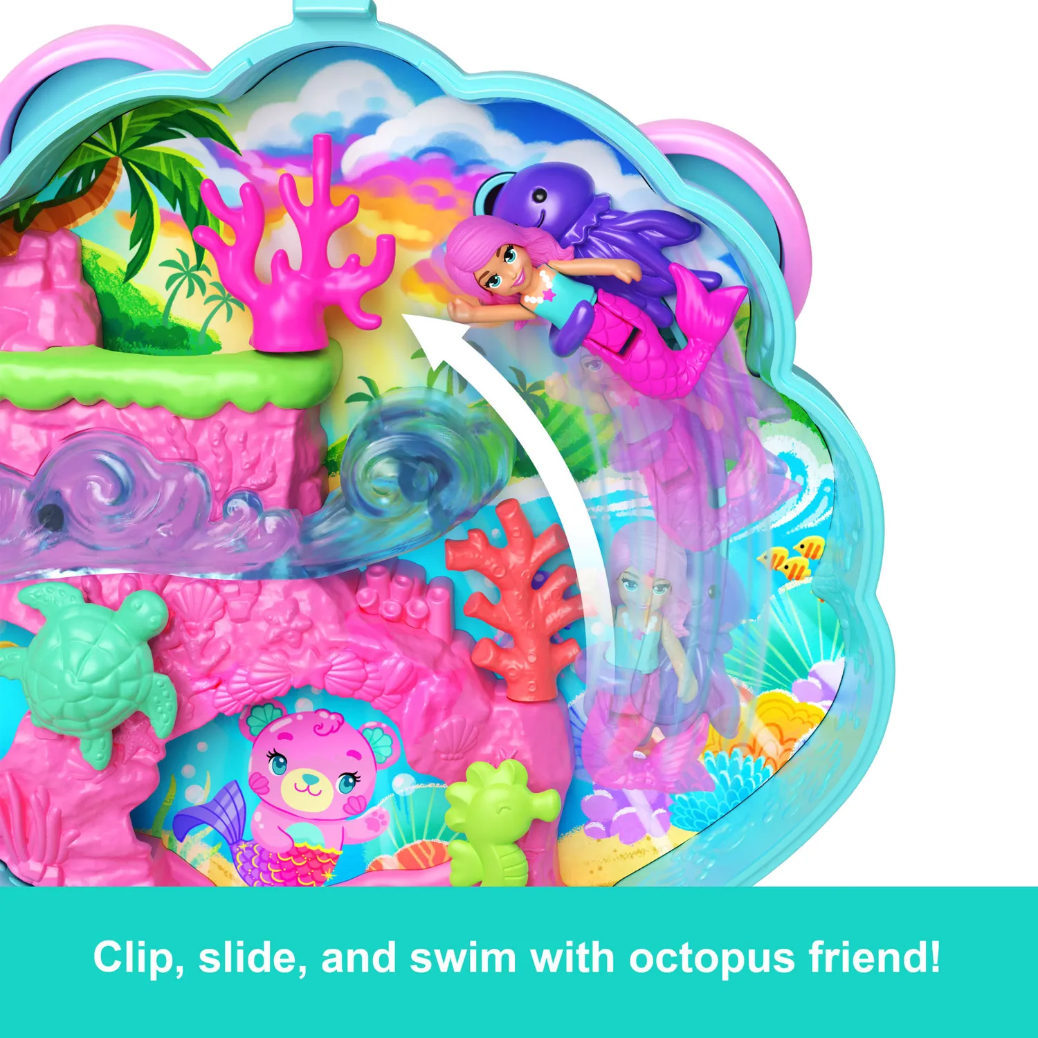 Polly Pocket Glitter Island compact speelset zeemeermin