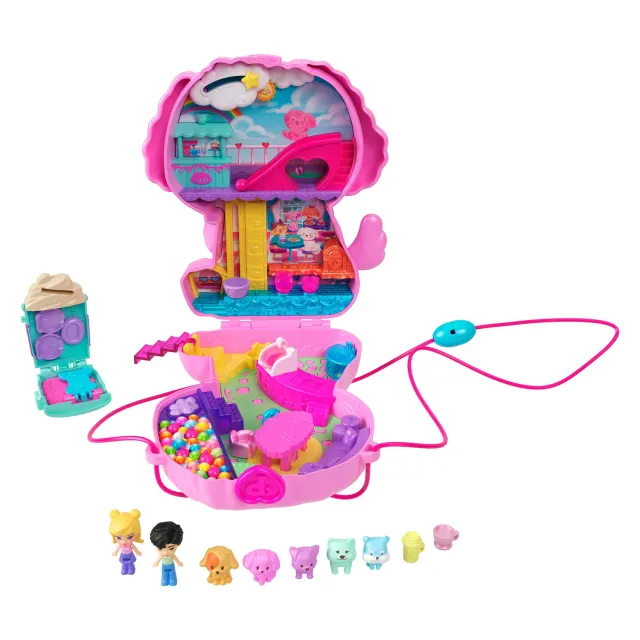 Polly Pocket Hondjes-Café speelset handtas 2 poppen