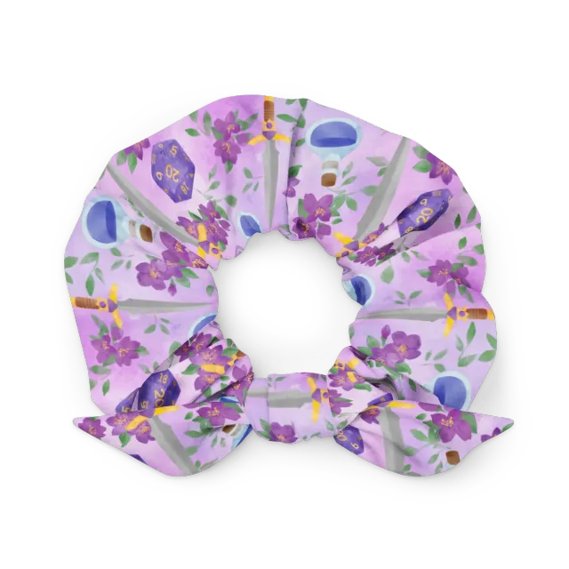 Gen Con Adventurer's scrunchie polyester paars bloemen