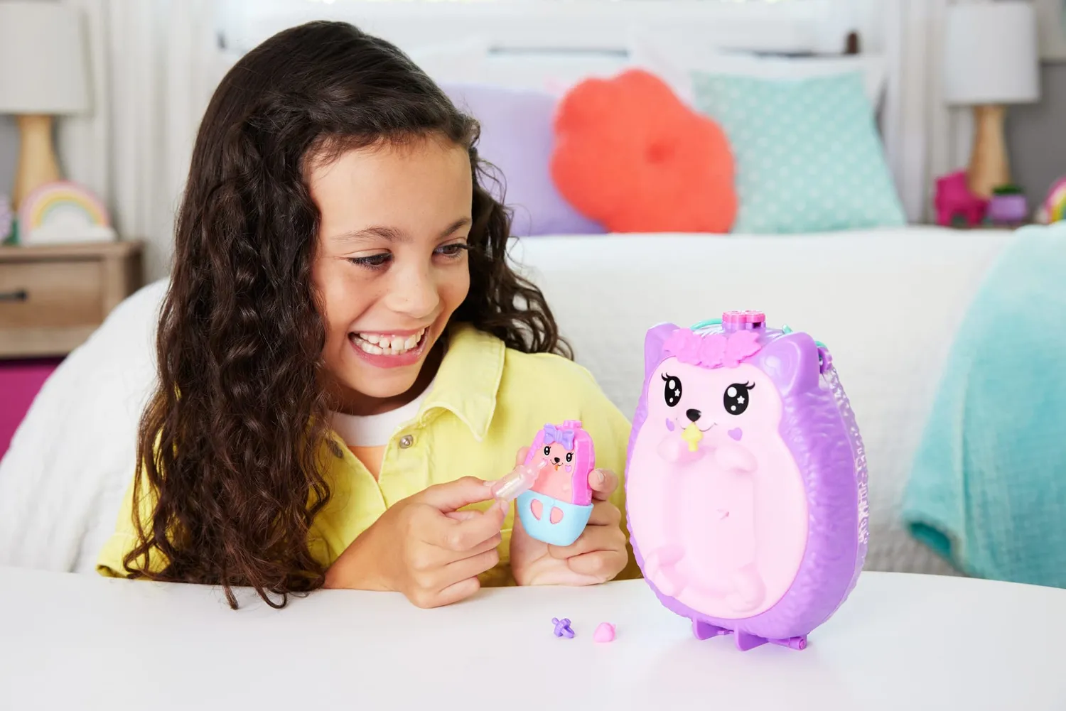 Polly Pocket Egel Mama Baby tas speelset 2 poppen