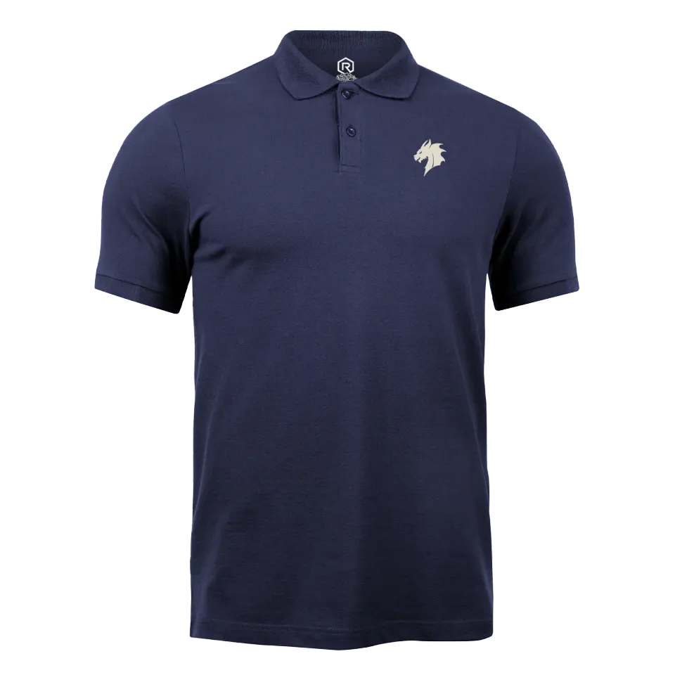 Gen Con Ivory Dragon Polo geborduurd blauw katoenmix