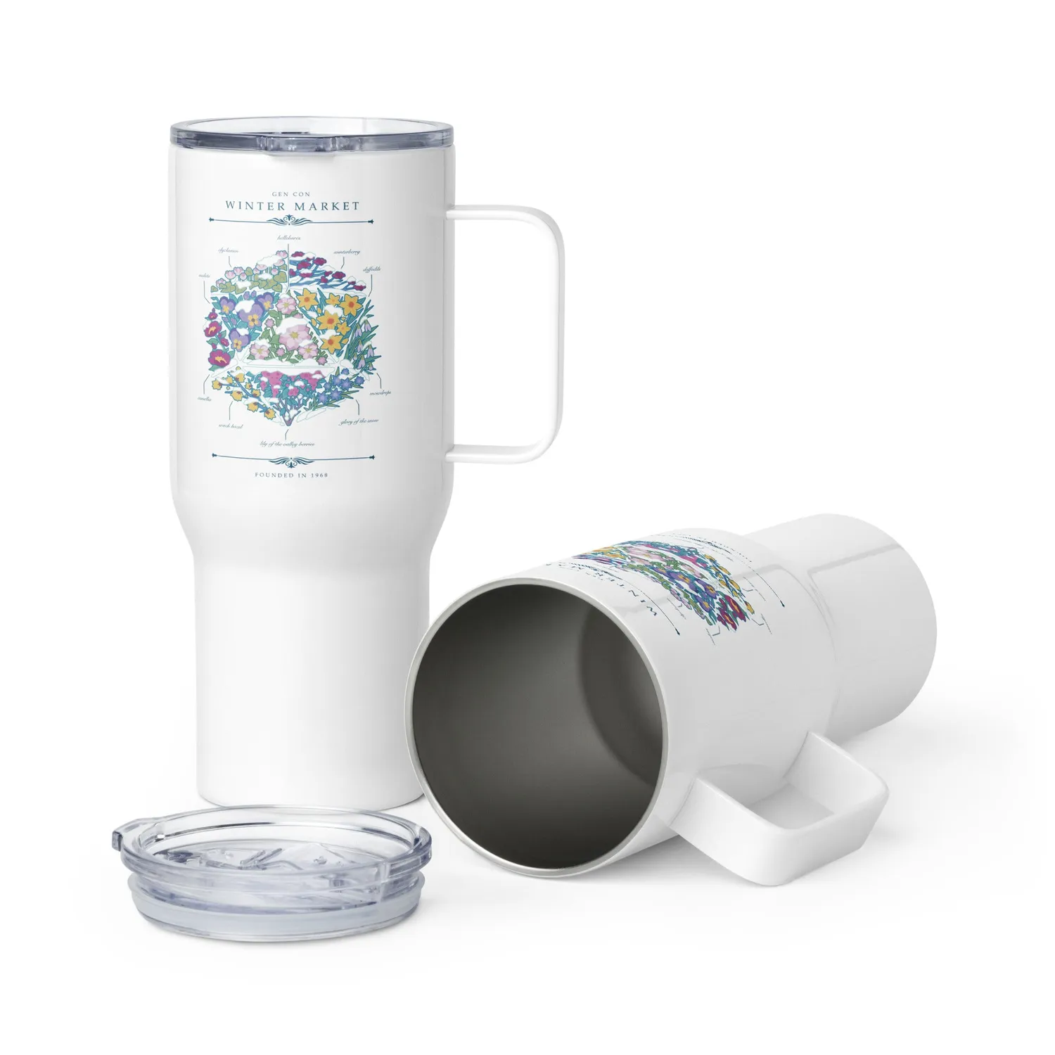 Roll A Crit Gen Con Winter Floral d20 reismok 739 ml