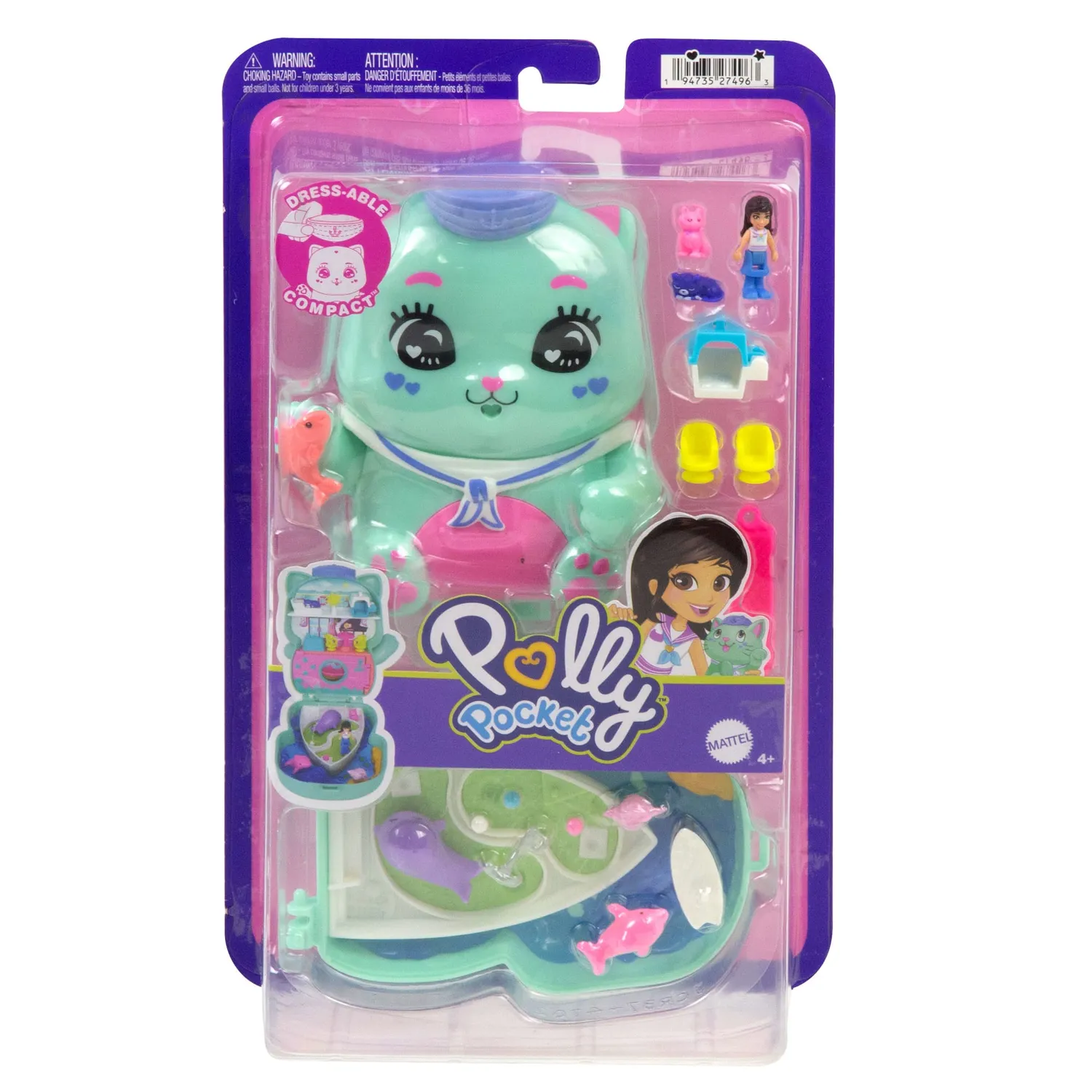 Polly Pocket Hijs De Zeilen Kitty compact speelset boot