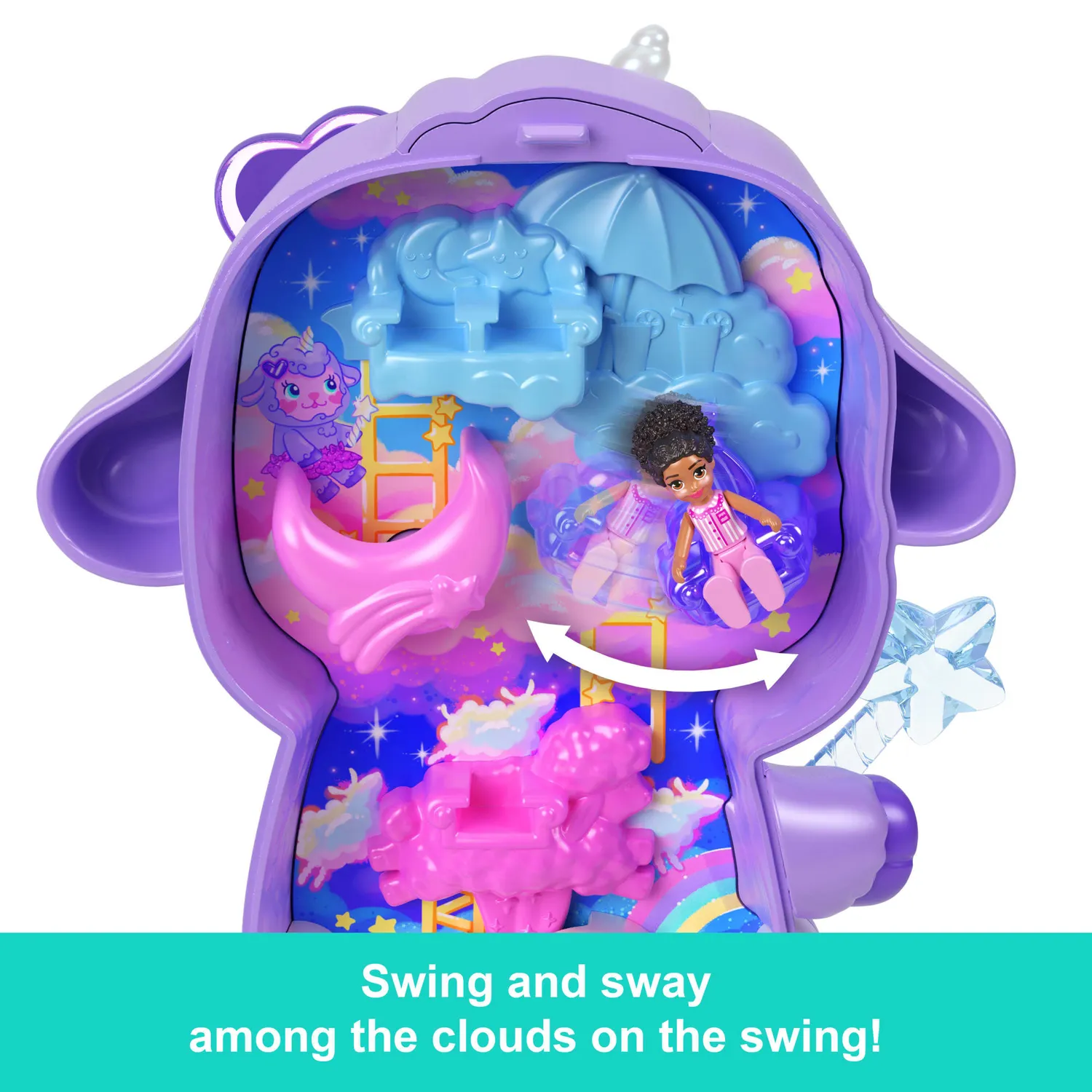 Polly Pocket Cozy Dreamland Lam compact speelset eenhoorn