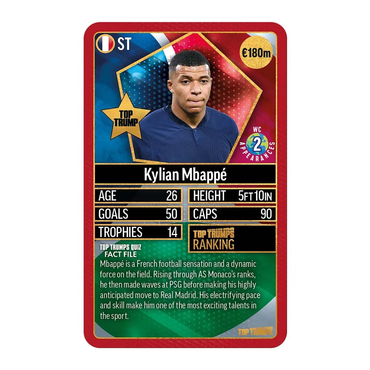 Top Trumps World Football Stars Top 200 kaartspel Chrome Red