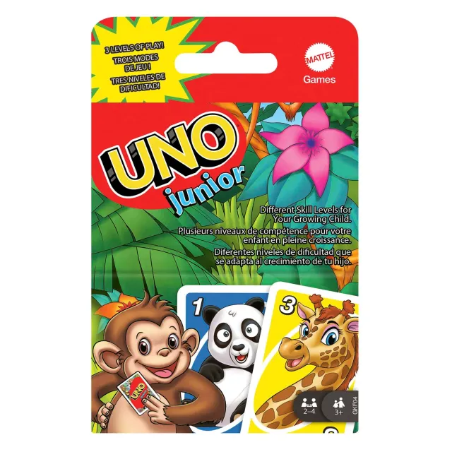 UNO Junior kaartspel dieren 3+ met 3 niveaus