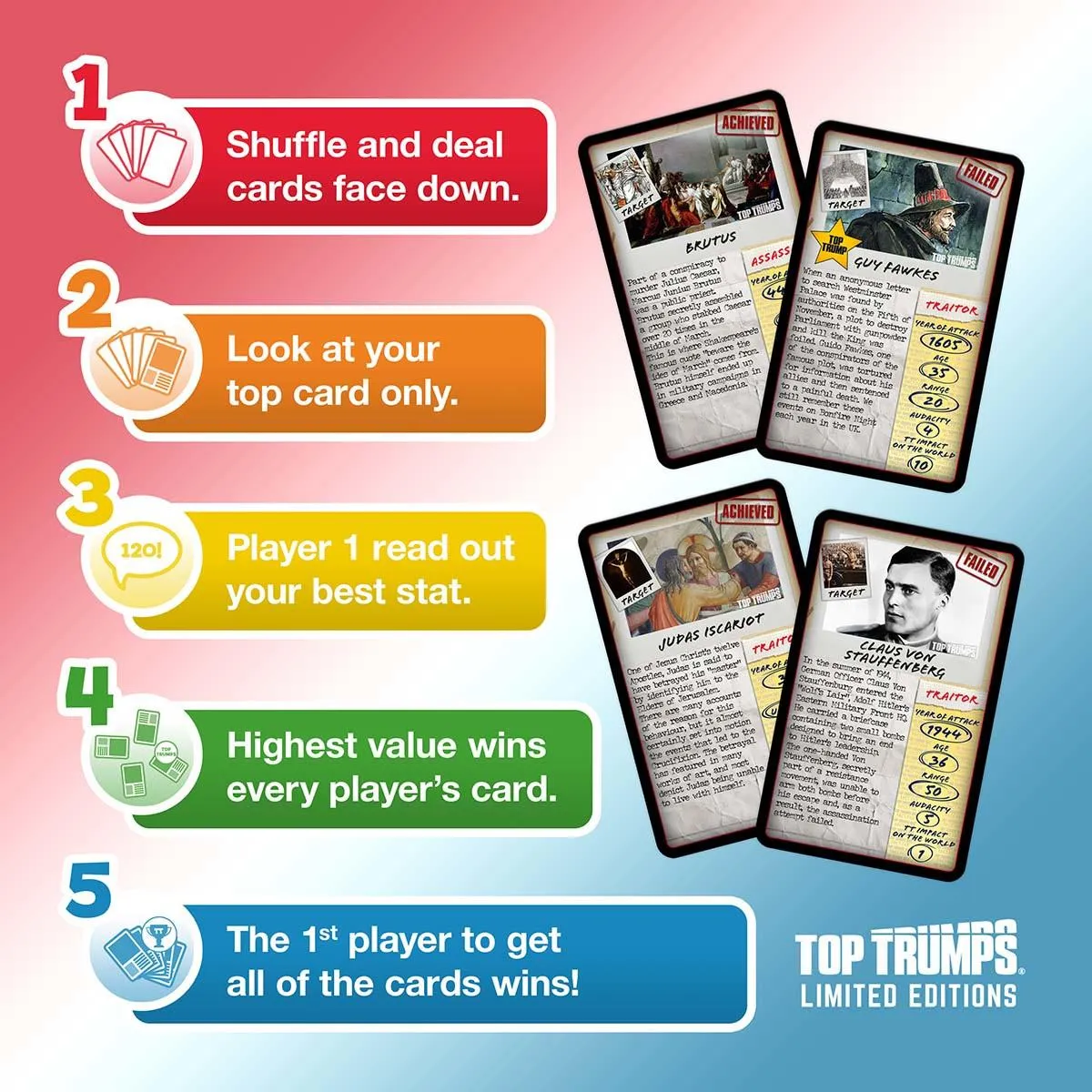 Top Trumps Traitors and Assassins kaartspel limited edition