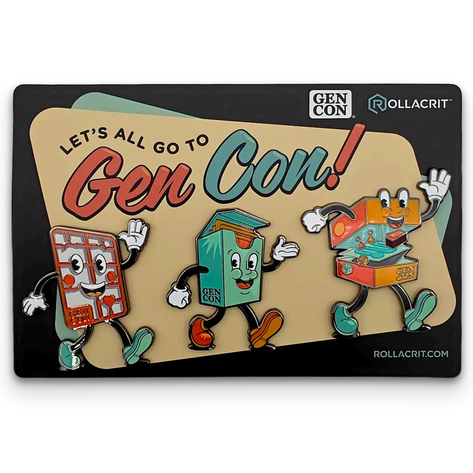 Roll A Crit Let's All Go to Gen Con pins 3 stuks