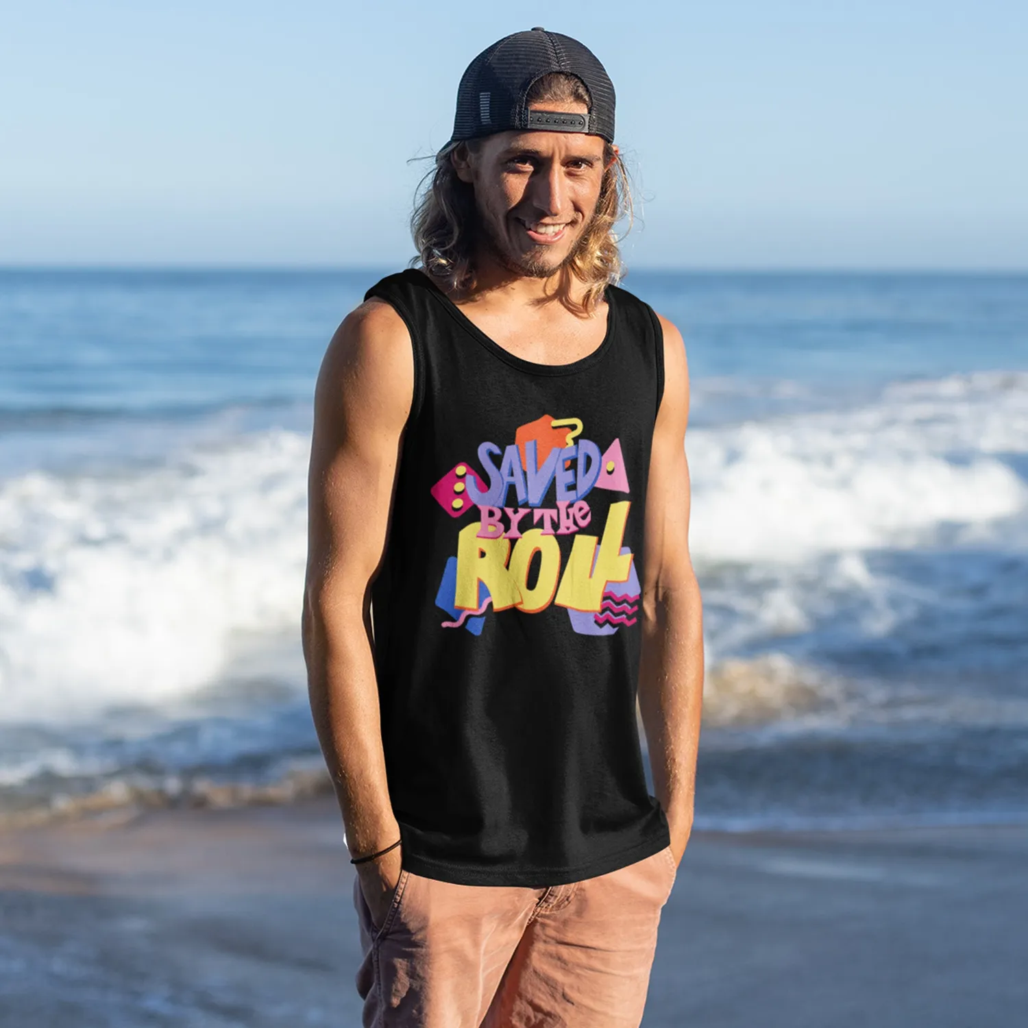 Roll A Crit Saved by the Roll tank top zwart katoen