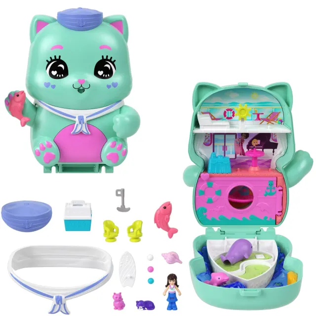 Polly Pocket Hijs De Zeilen Kitty compact speelset boot