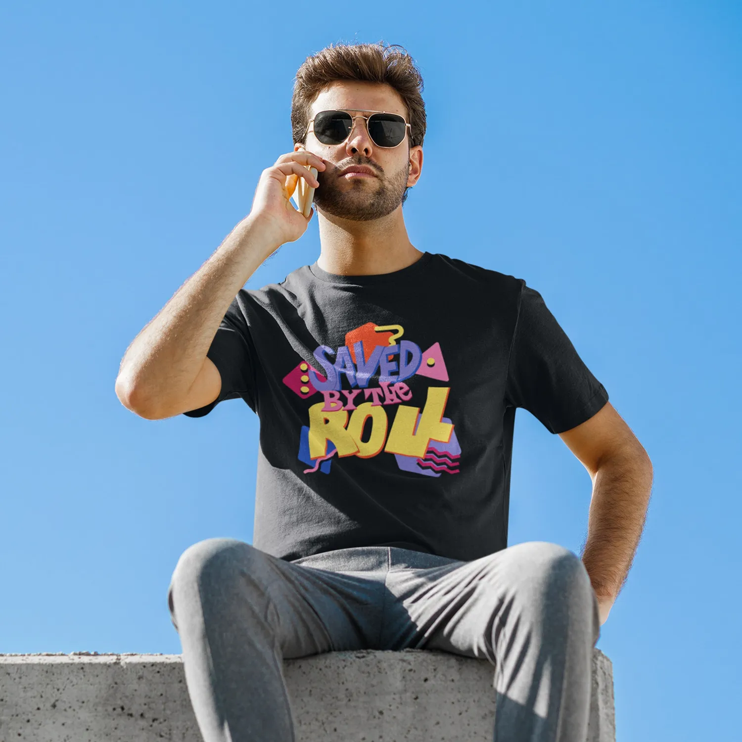 Roll A Crit Saved by the Roll T-shirt zwart katoen