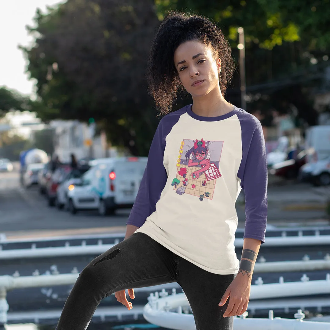 Roll A Crit Gen Con Tsundere Gamer Tiefling raglan shirt