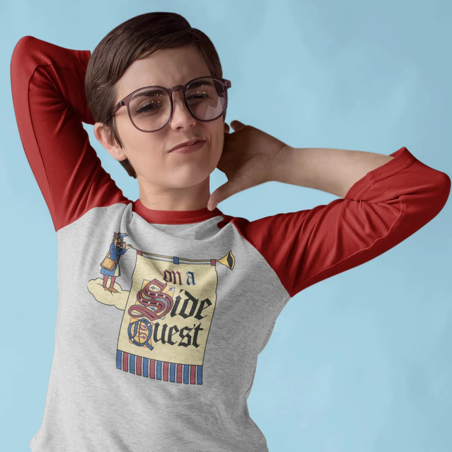 Roll A Crit On a Side Quest Raglan shirt 3/4 mouw