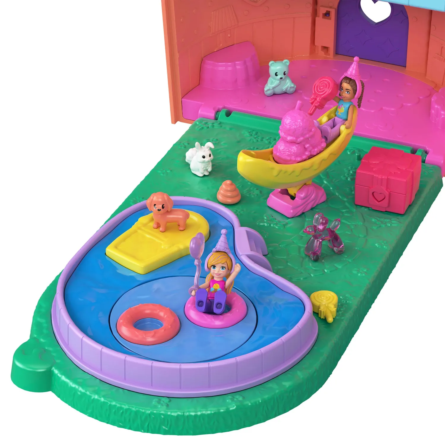 Polly Pocket IJssalon speelset ijshoorn met 2 poppetjes