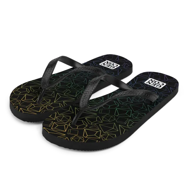 Gen Con Dice Pattern teenslippers zwart unisex