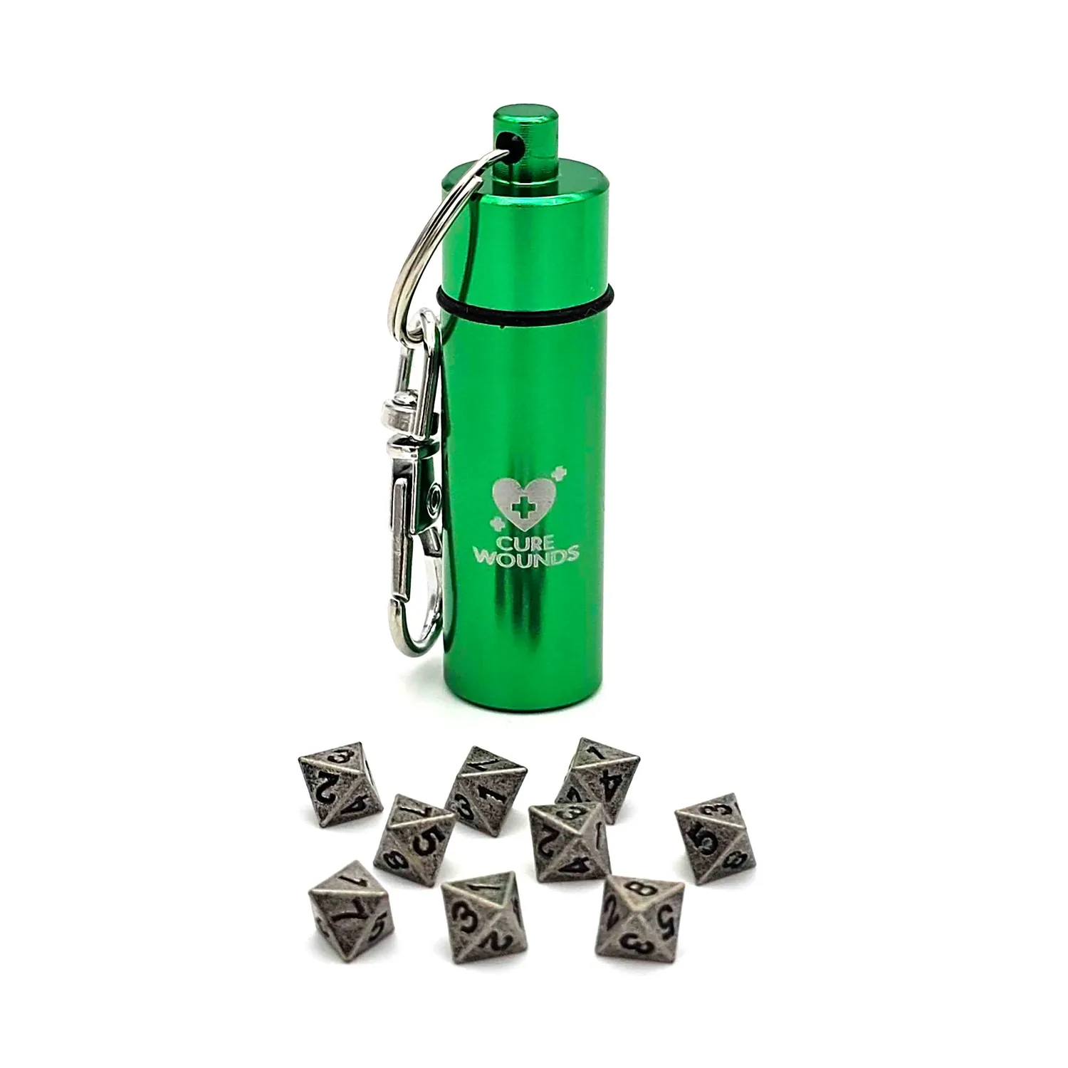 Roll A Crit Cure Wounds dobbelstenen sleutelhanger 9-delig zilver