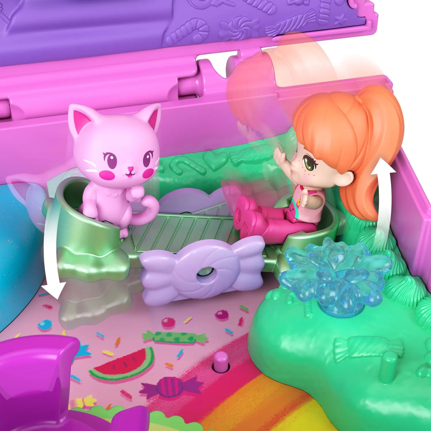 Polly Pocket Kauwgom-Katje speelset compact met poppetje
