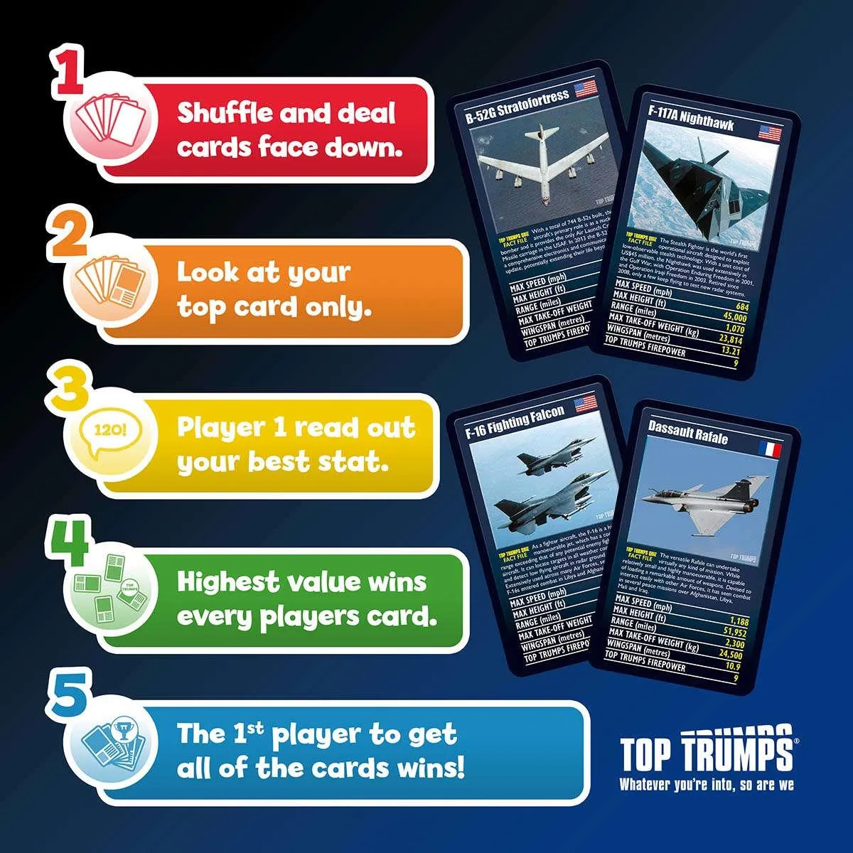 Top Trumps Ultimate Military Jets kaartspel straaljagers