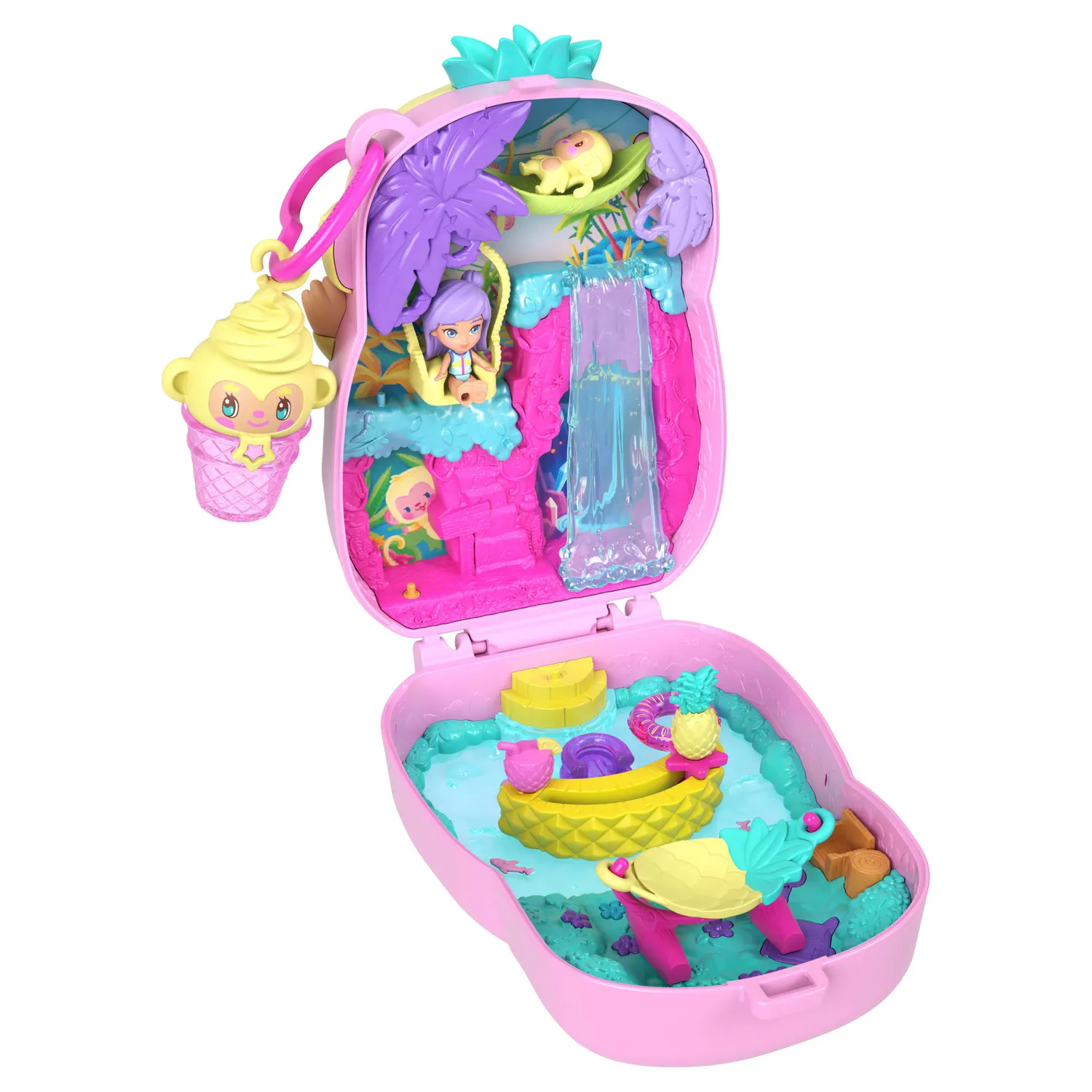 Polly Pocket Ananas Aapje Compact Speelset met Pop en Dier