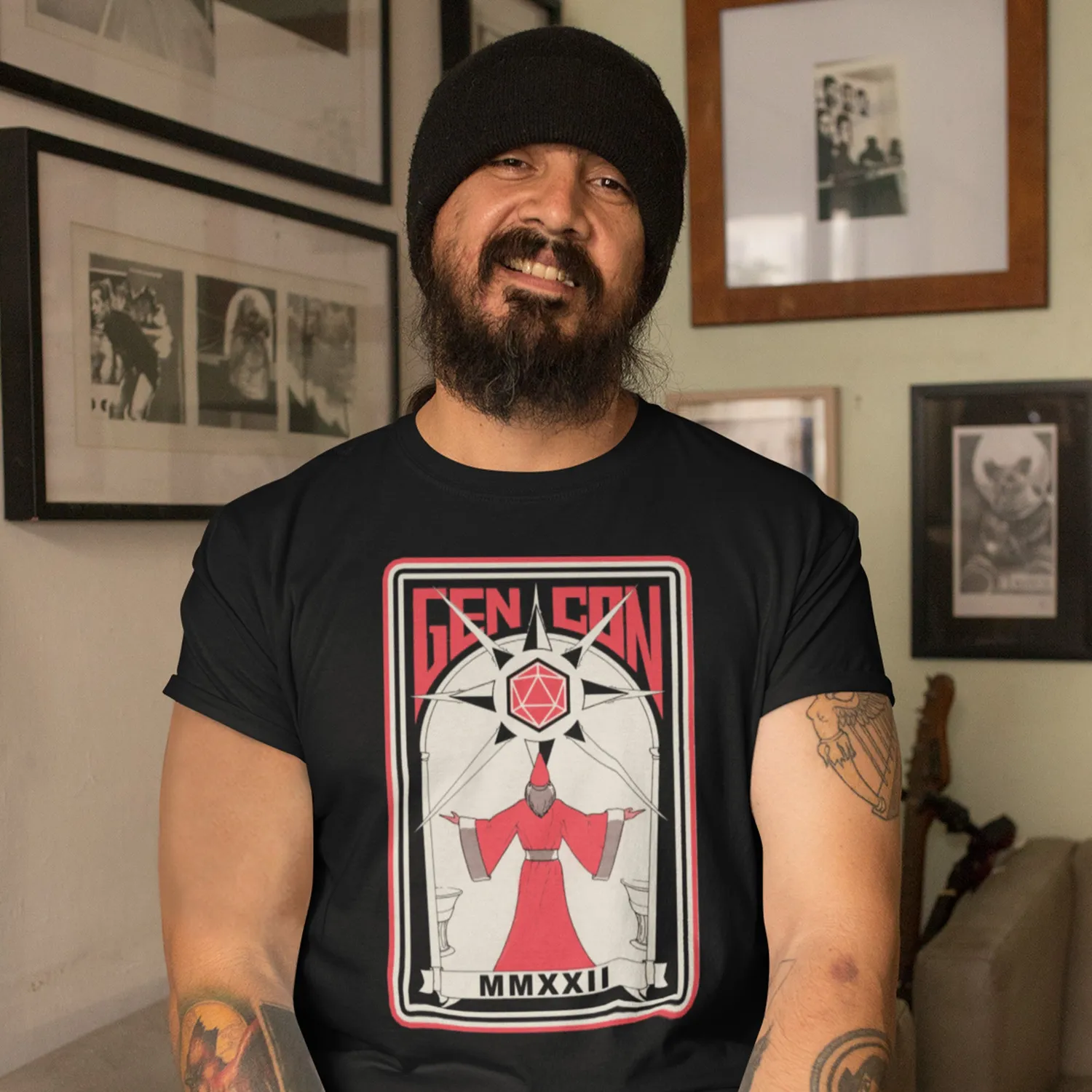 Gen Con 2022 Retro Wizard T-shirt zwart katoen