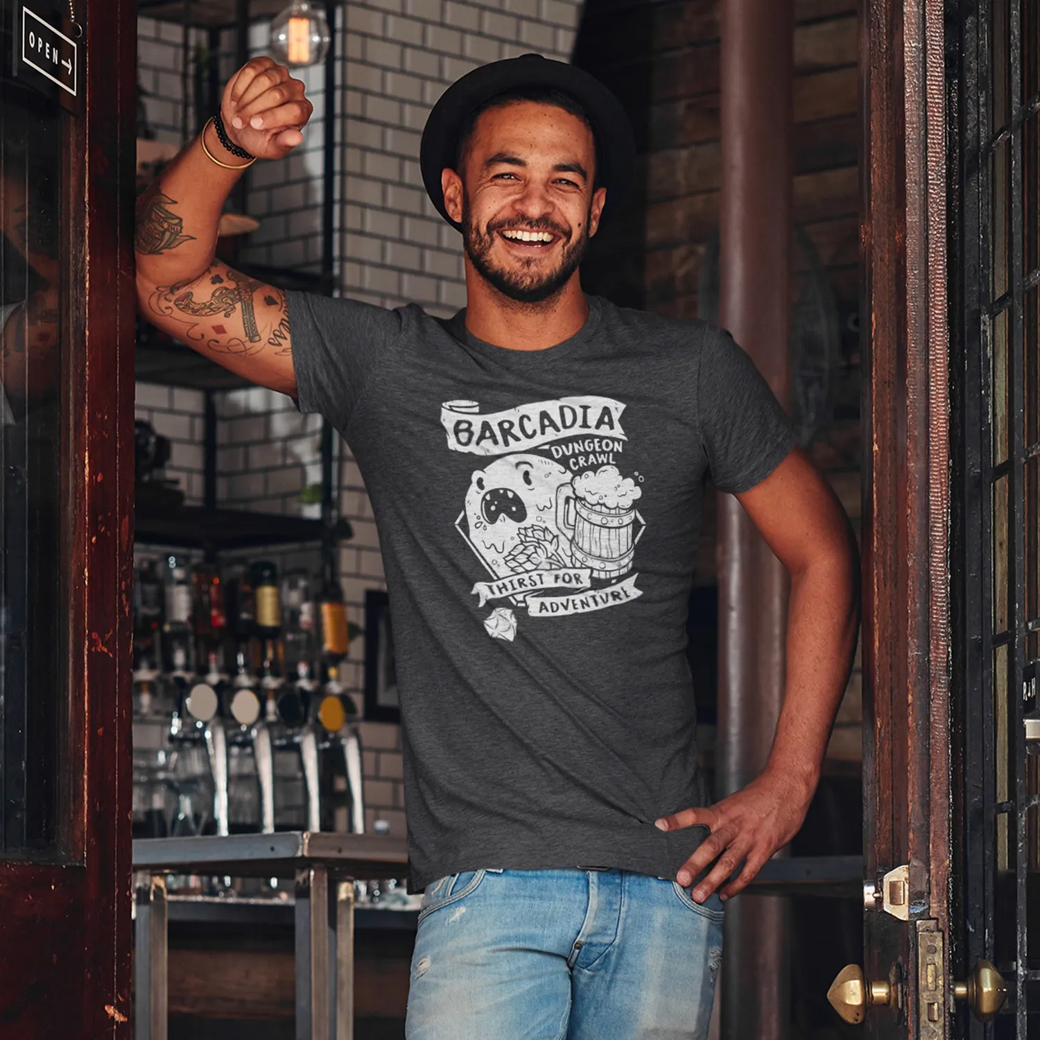 Roll A Crit Heroes of Barcadia Dungeon Crawl T-shirt grijs